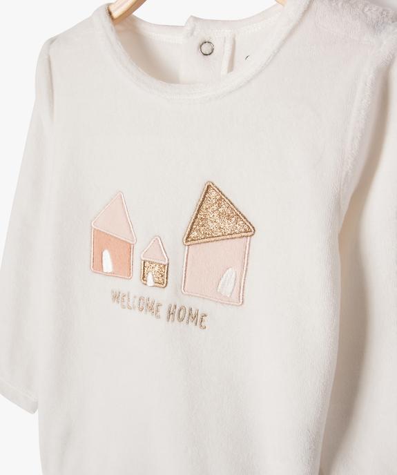 Pyjama en velours 2 pièces à motifs maisons bébé fille vue3 - GEMO(BB COUCHE) - GEMO