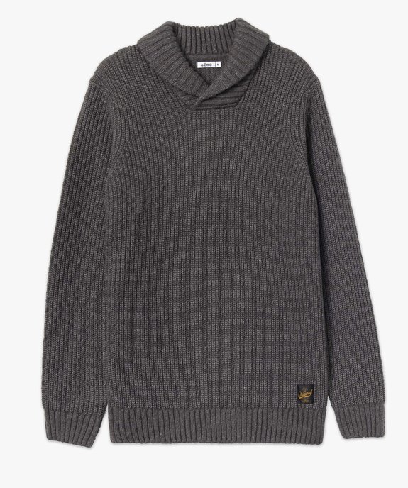 Pull homme à col châle contenant de la laine vue4 - GEMO (HOMME) - GEMO