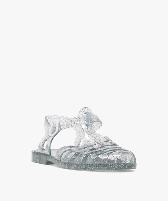 Sandales de plage femme transparentes à bout fermé et à paillettes vue2 - GEMO (PLAGE) - GEMO