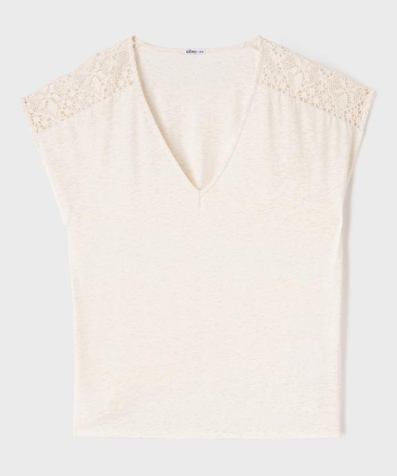 Tee-shirt à paillettes avec épaules brodées femme grande taille vue1 - GEMO (G TAILLE) - GEMO