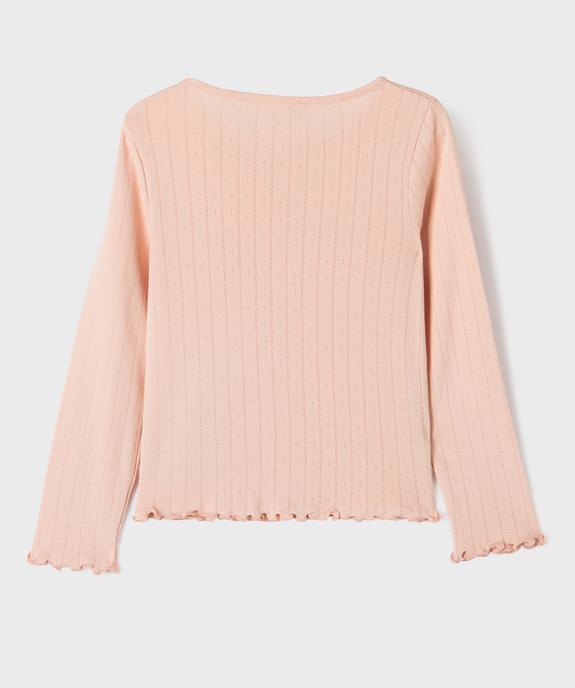 Tee-shirt manches longues finitions froncées fille vue3 - GEMO 4G FILLE - GEMO