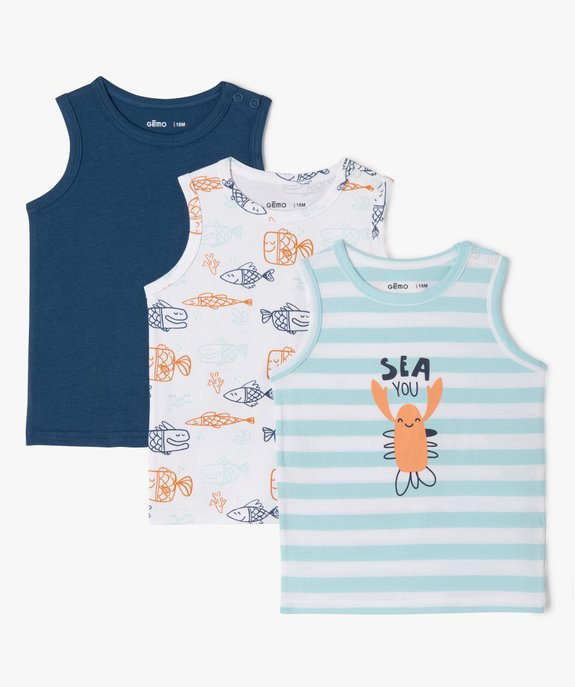 Débardeur à col rond en coton bébé garçon (lot de 3) vue1 - GEMO(BEBE DEBT) - GEMO