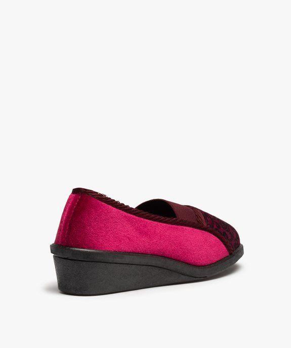 Chaussons femme confort en velours dessus élastiqué vue4 - GEMO(HOMWR FEM) - GEMO