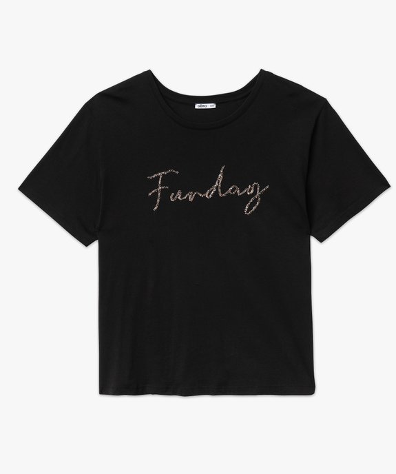 Tee-shirt à manches courtes avec motif brodé femme grande taille vue4 - GEMO (G TAILLE) - GEMO