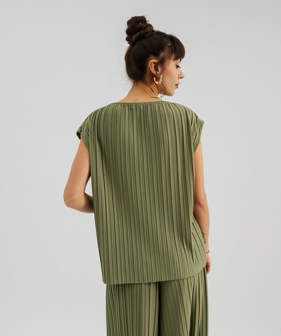 Tee-shirt sans manches loose en maille plissée femme vue3 - GEMO(FEMME PAP) - GEMO