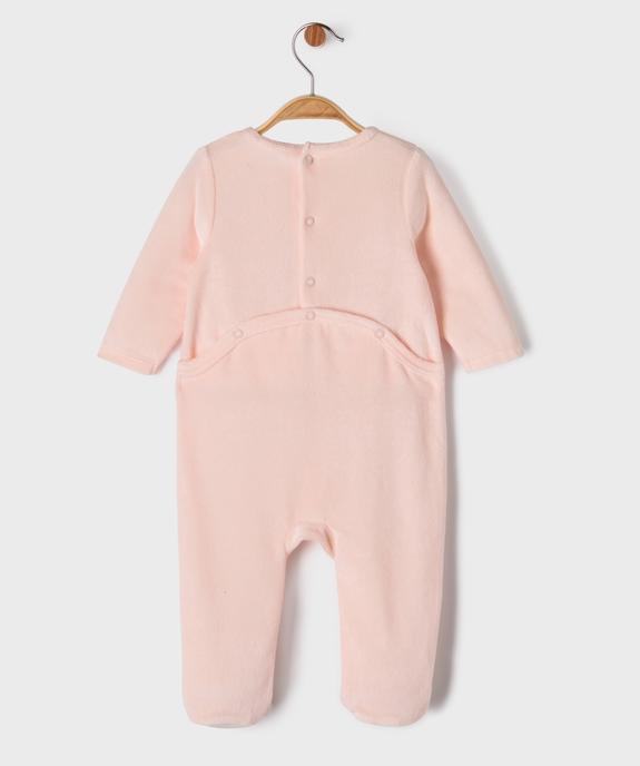 Pyjama en velours avec inscription bébé fille vue3 - GEMO(BB COUCHE) - GEMO