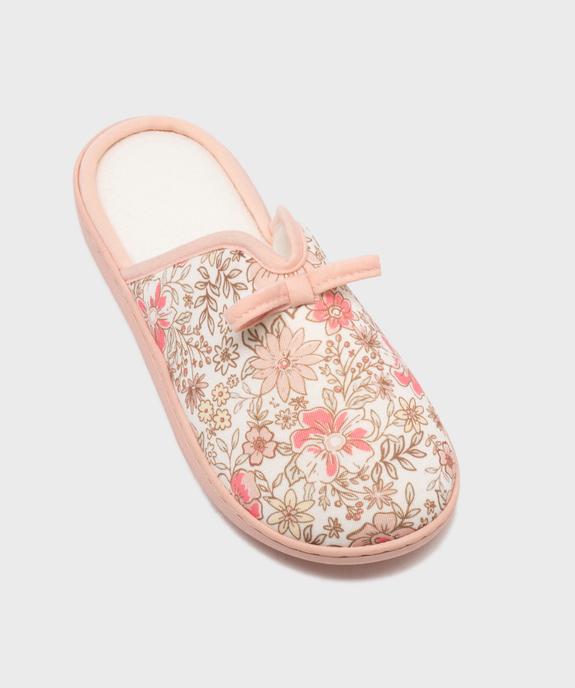 Chaussons mules à motifs fleuris semelle femme vue5 - GEMO(HOMWR FEM) - GEMO