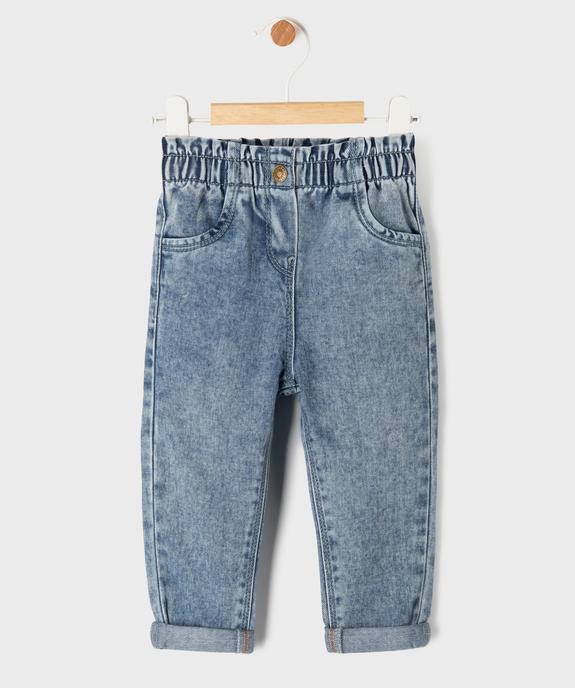 Jean délavé avec ceinture élastique bébé fille vue1 - GEMO(BEBE DEBT) - GEMO