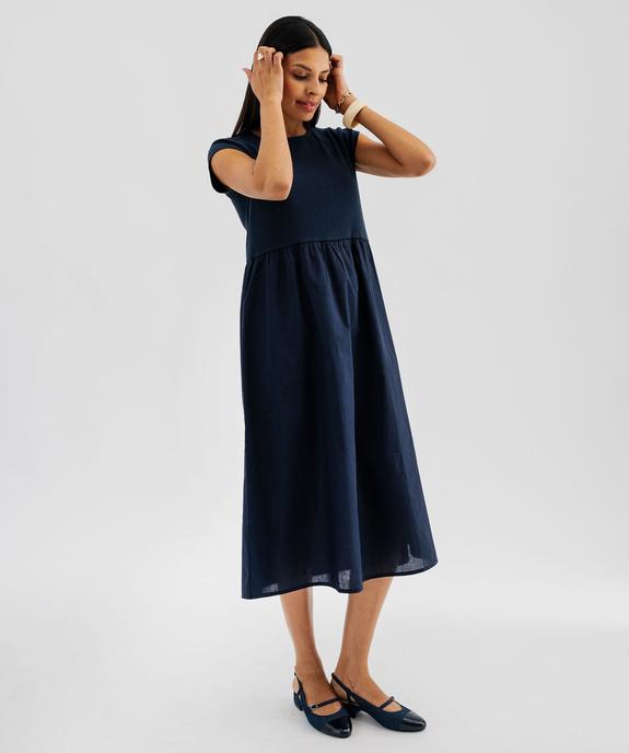 Robe bi-matières à manches courtes femme  vue2 - GEMO(FEMME PAP) - GEMO