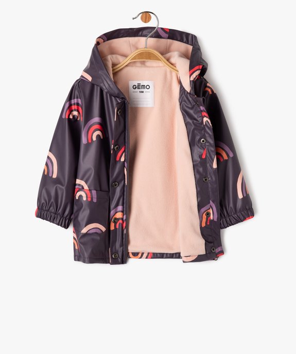 Imperméable bébé fille à motif coeurs doublé polaire vue2 - GEMO(BEBE DEBT) - GEMO