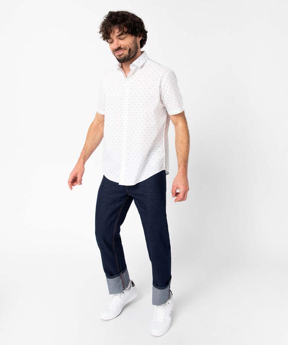 Chemise homme manches courtes coupe droite à motif fleuri vue5 - GEMO (HOMME) - GEMO