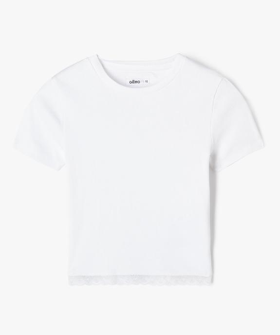 Tee-shirt à manches courtes avec bas en dentelle fille vue1 - GEMO (JUNIOR) - GEMO