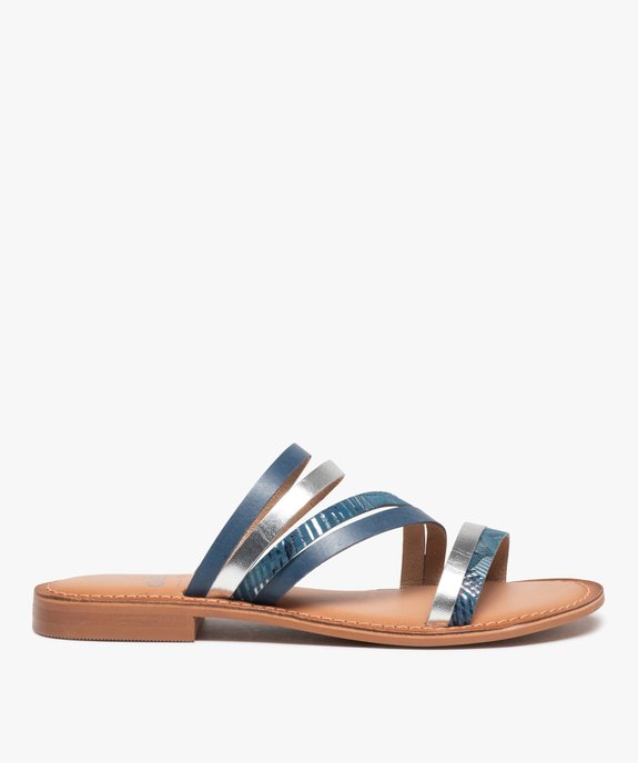 Mules femme à fines brides fantaisie en cuir vue1 - GEMO (CASUAL) - GEMO