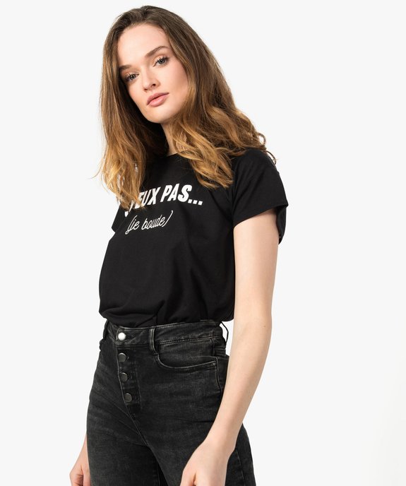 Tee-shirt femme loose à manches courtes avec inscription vue1 - FOLLOW ME - GEMO