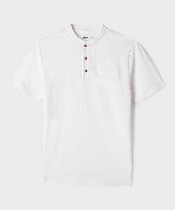 Polo manches courtes à col mao en maille piquée garçon vue1 - GEMO 4G GARCON - GEMO