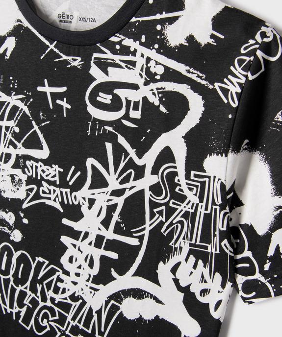Tee-shirt manches courtes à motifs graffiti garçon vue2 - GEMO 4G GARCON - GEMO