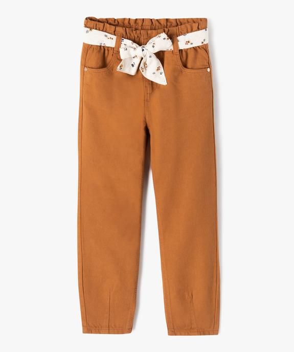 Pantalon fille en toile avec bas resserrés et ceinture fantaisie - LuluCastagnette vue2 - LULUCASTAGNETTE - GEMO