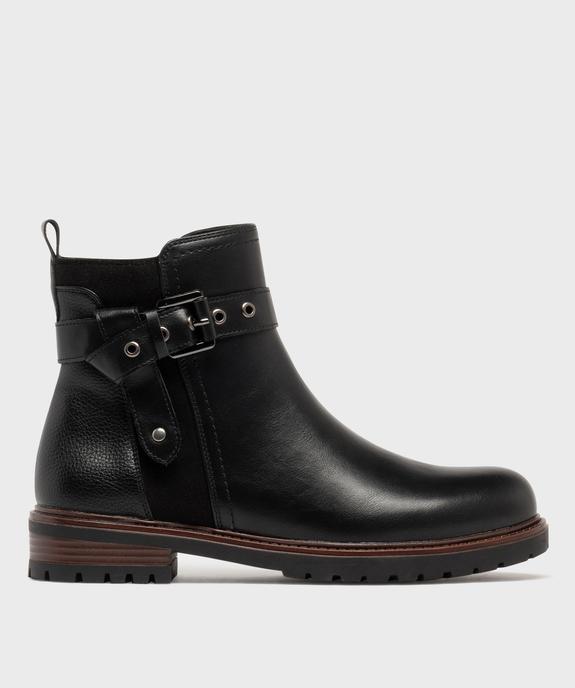 Boots femme à zip et détails suédés avec bride fantaisie  vue8 - GEMO (CASUAL) - GEMO