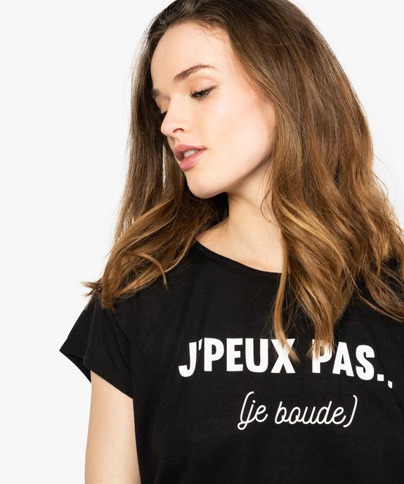 Tee-shirt femme loose à manches courtes avec inscription vue2 - FOLLOW ME - GEMO