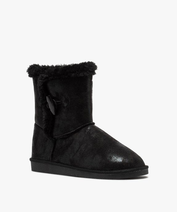Boots fourrées femme à talon plat unies à détails brillants vue2 - GEMO (CASUAL) - GEMO