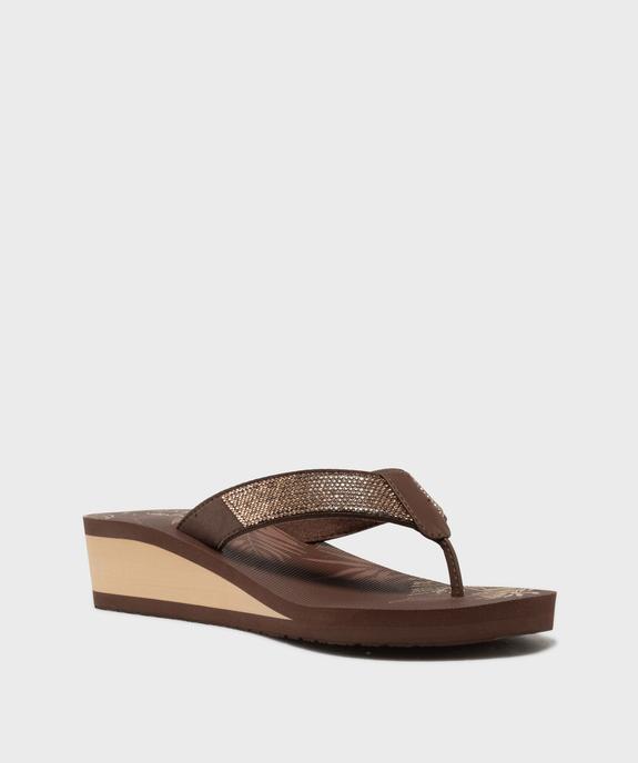 Tongs de plage à strass à talon compensé femme - Isotoner vue2 - ISOTONER - GEMO