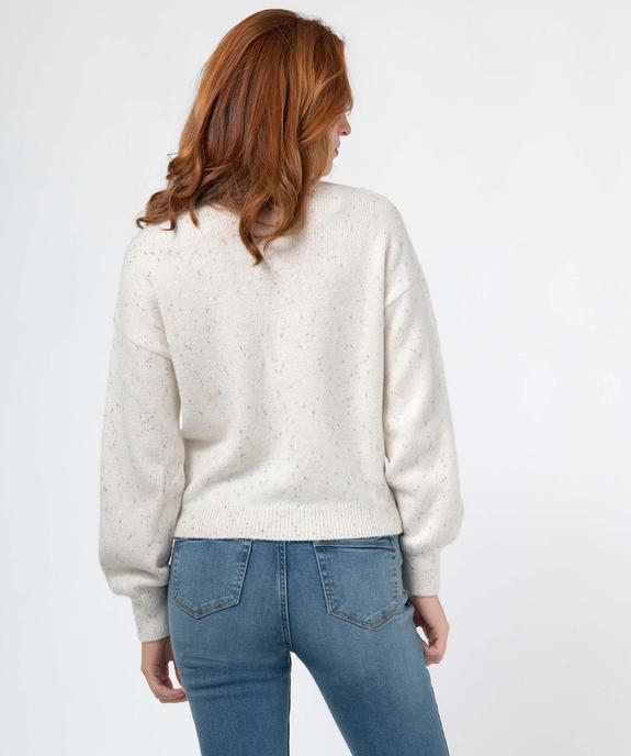 Pull femme coupe courte avec touches pailletées vue3 - GEMO(FEMME PAP) - GEMO