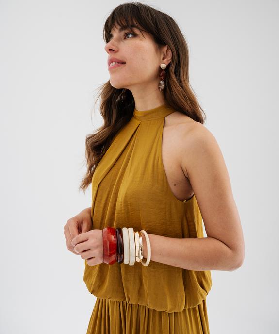 Blouse sans manches en satin avec col noué femme vue3 - GEMO(FEMME PAP) - GEMO