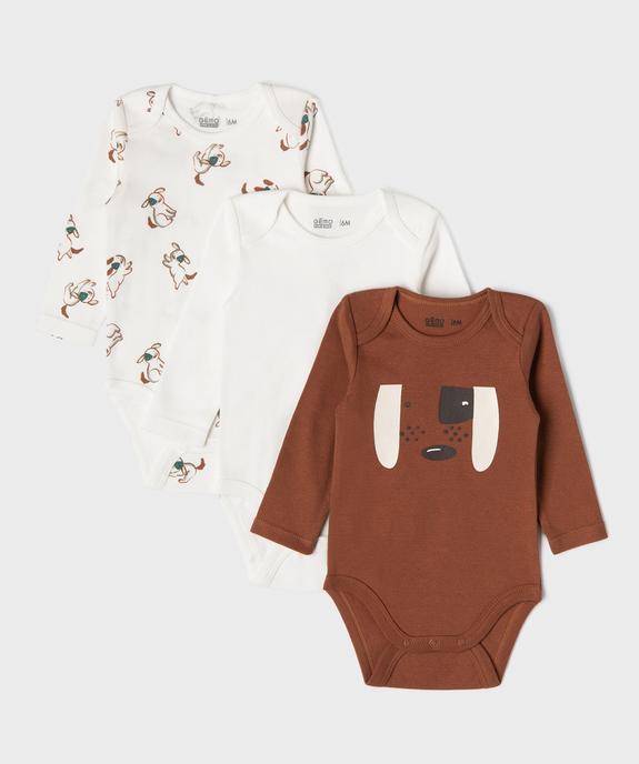 Bodies à manches longues motifs chiens bébé garçon vue1 - GEMO 4G BEBE - GEMO