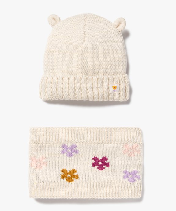 Ensemble bonnet et snood doublés polaire bébé fille vue1 - GEMO(BEBE DEBT) - GEMO