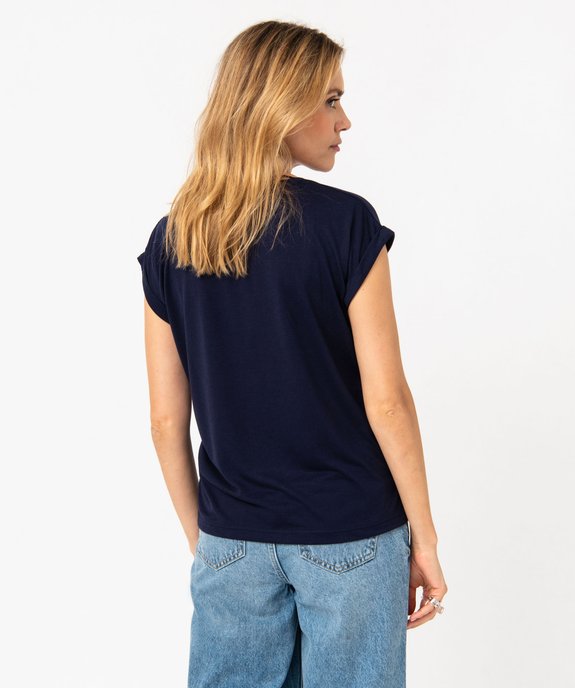 Tee-shirt à manches courtes avec motif fleuri femme vue3 - GEMO 4G FEMME - GEMO