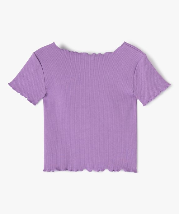 Tee-shirt fille à manches courtes finition roulottée et effet de relief vue3 - GEMO (ENFANT) - GEMO