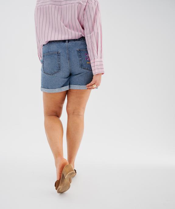 Short en jean brodé à taille paper bag femme grande taille vue5 - GEMO (G TAILLE) - GEMO