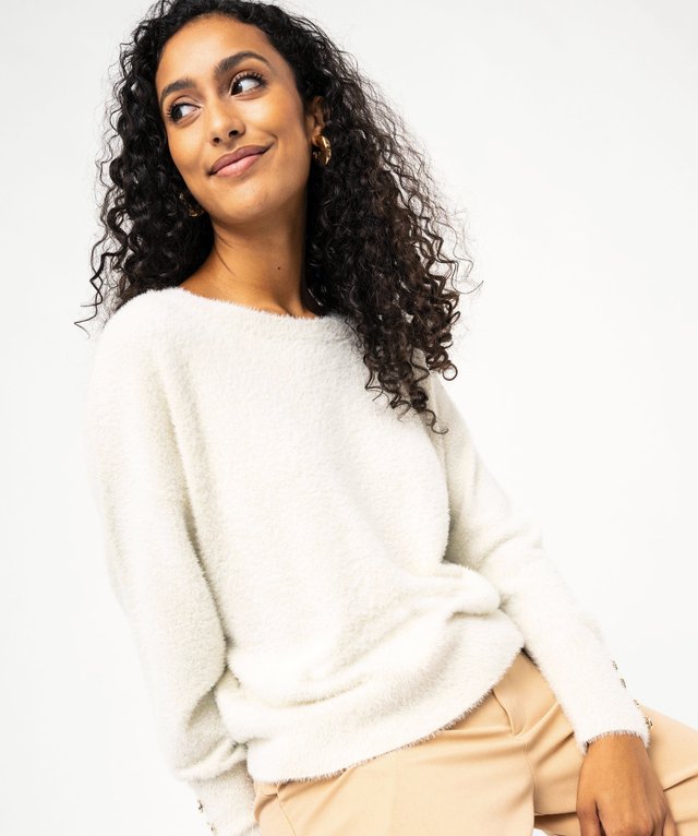 Pull Femme Gris Pailleté Taille 36 - Marque Monoprix - Très Bon état Occasion