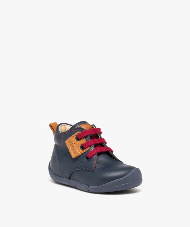 Kickers Tropicali Chaussures Premiers Pas Bébé Garçon - Cuir Véritable - Fermeture Scratch - Taille 18-24
