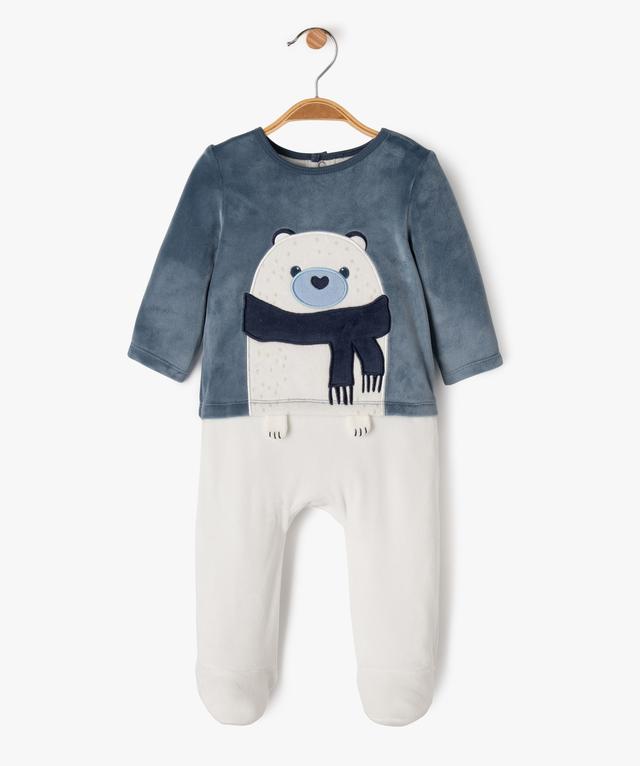 Lot De 2 Pyjamas Espace Velours Garçon - Hauts Et Pantalons Motifs Planètes Et Saturne