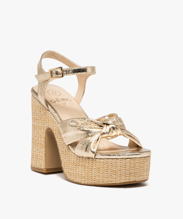 Sandale à Talon Plateforme Patron Haley - Taille 6 US (38-39 FR) - Beige - Neuf Sans Emballage