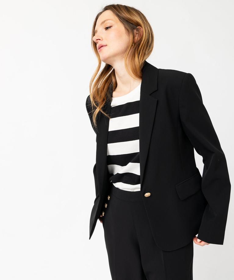 Blazer Femme Elegant Veste Blazer Couleur Unie Bouton Grandes